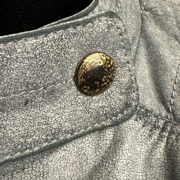 Hugo Boss Orange Genuine Leather Womens Biker Jacket in Silver/Grey - Picture 4 of 16